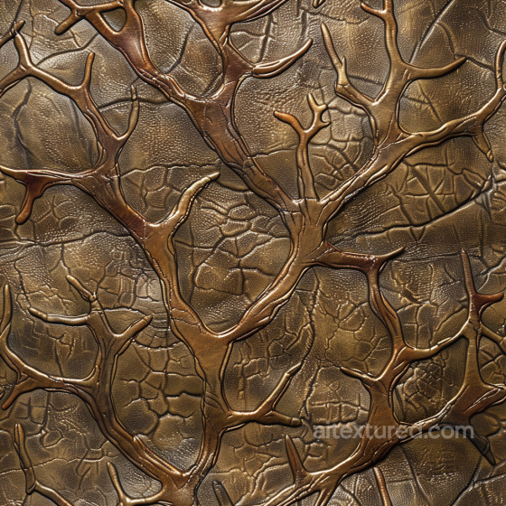 Embossed Brown Leather PBR Texture Featuring Antler Design Leather texture preview