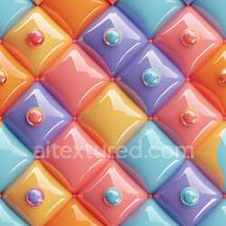 seamless Seamless 3D Inflated PBR Texture Featuring Colorful Quilted Vinyl Panels with Glossy Spheres texture 8k free download PBR