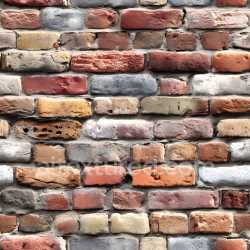 seamless Seamless 3D PBR Texture of Cracked Multicolor Brick Wall with Realistic Wear texture 8k free download PBR