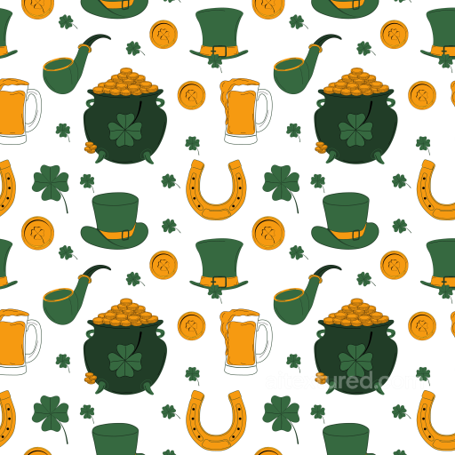 St Patrick Digital Paper Texture with Festive Symbols seamless St patrick digital paper bundle PBR texture