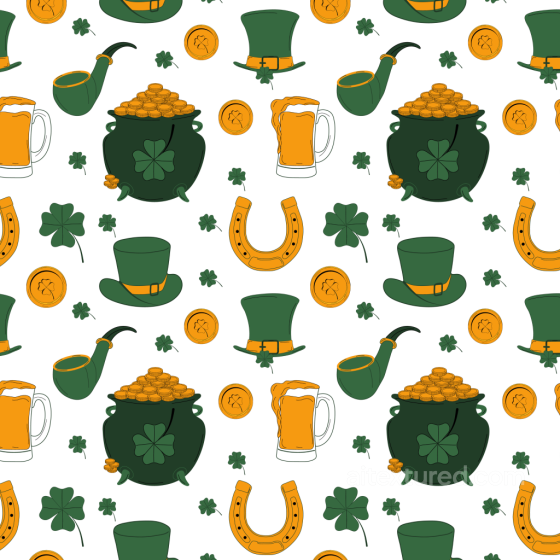 St Patrick Digital Paper Texture with Festive Symbols St patrick digital paper bundle texture preview
