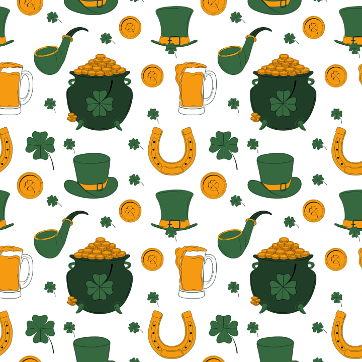 St Patrick Digital Paper with Festive Symbols seamless PBR texture preview