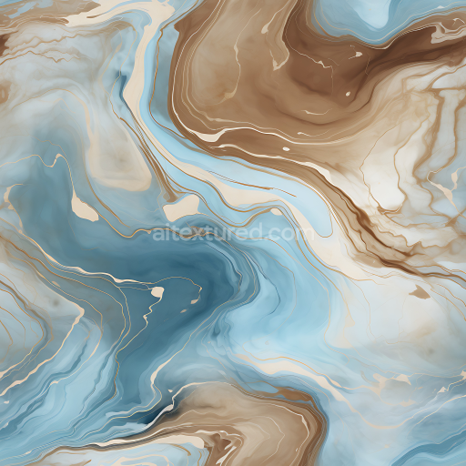 Seamless 3D Brown and Blue Marble Veins PBR Texture with Polished Glossy Finish