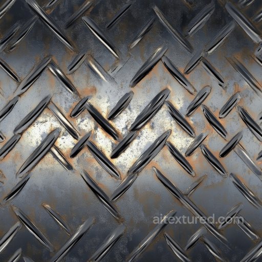 Scratched Steel Diamond Plate Texture with Rust and Wear seamless Metal PBR texture