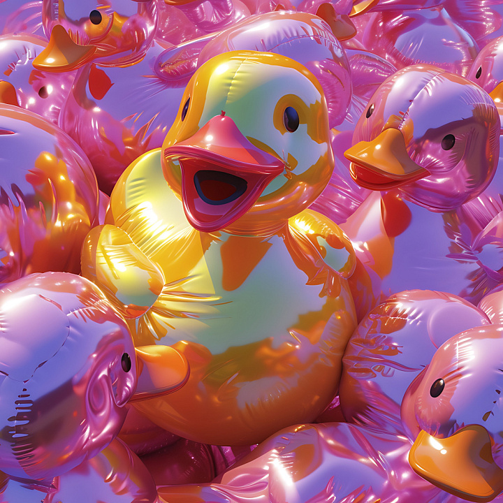 Inflated of Glossy Inflated Rubber Duck Balloons seamless PBR texture preview