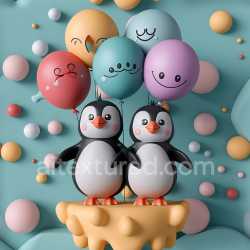 seamless Seamless 3D Inflated PBR Texture Featuring Colorful Vinyl Balloons with Playful Faces texture 8k free download PBR