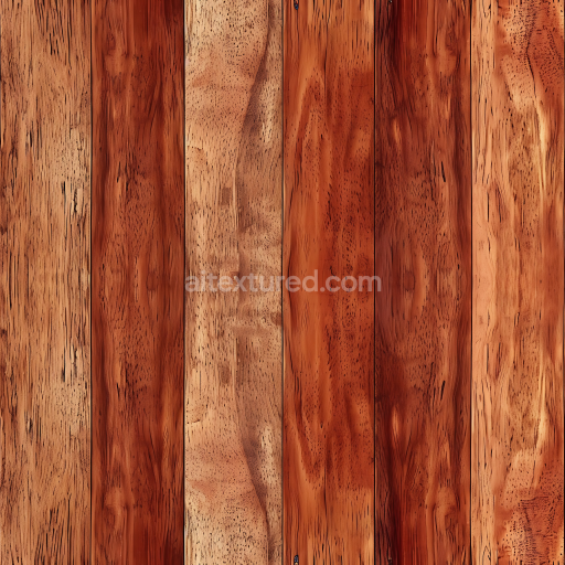 Seamless 3D PBR Texture of Exotic Mahogany Wood Planks with Rich Grain and Warm Tones