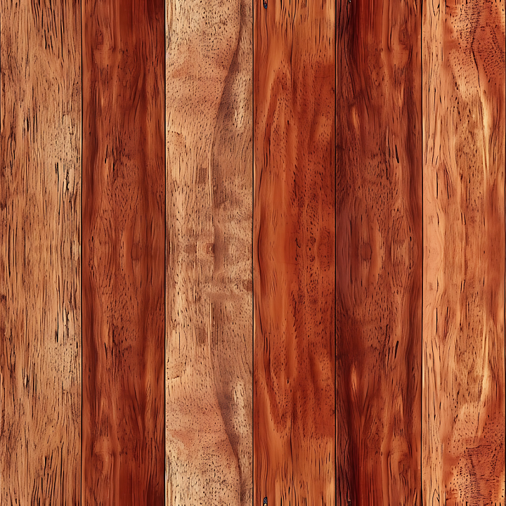 Exotic Mahogany Wood Planks with Rich Grain and Warm Tones seamless PBR texture preview
