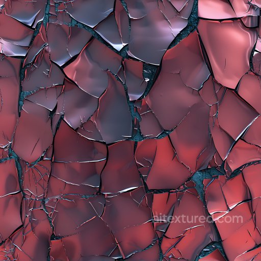 Cracked Paint PBR Texture Featuring Deep Fractures and Jagged Chipped Edges in Dark Red seamless Cracked & Holes PBR texture