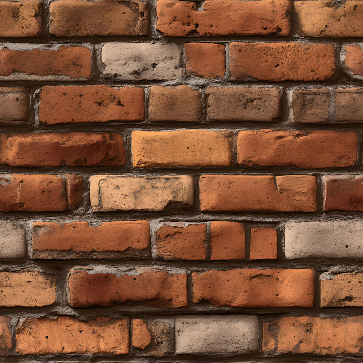 Cracked & Pitted Brick Wall in Warm Tones seamless PBR texture preview