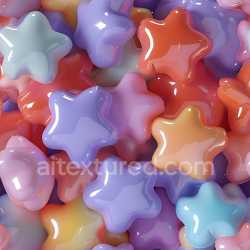 seamless Seamless 3D Inflated Star-Shaped Glossy Plastic PBR Texture in Pastel Colors texture 8k free download PBR