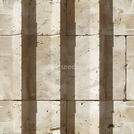 Preview — Seamless 3D Beige Stone Wall PBR Texture Featuring Vertical Shadowed Panels