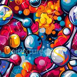 seamless Seamless 3D PBR Graffiti Texture Featuring Bright Cosmic Orbs and Colorful Cloud Patterns texture 8k free download PBR