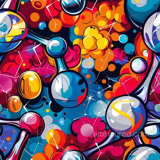 Seamless 3D PBR Graffiti Texture Featuring Bright Cosmic Orbs and Colorful Cloud Patterns texture preview