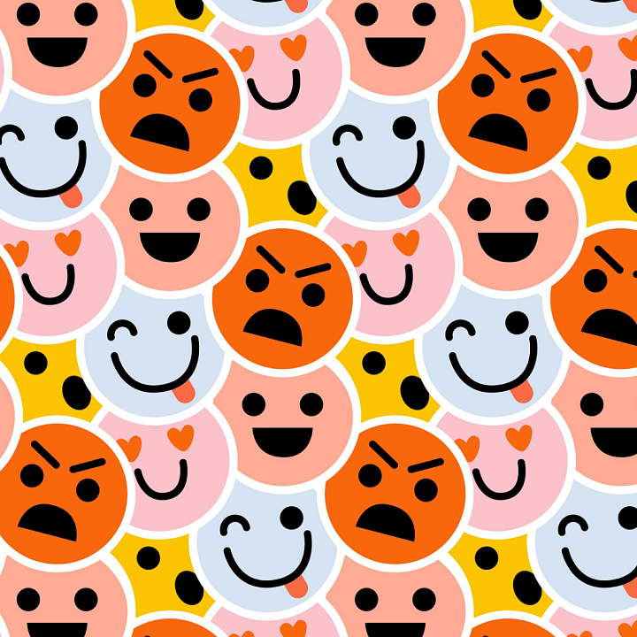 Bright Cartoon Happy Face Pattern seamless PBR texture preview
