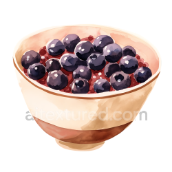 seamless Watercolor Black Rice Porridge Breakfast Bowl with Fresh Blueberries texture 8k free download PBR