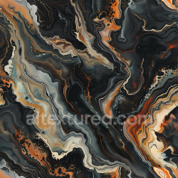 seamless Seamless 3D Black Marble PBR Texture Featuring Fiery Orange and Cream Veins texture 8k free download PBR