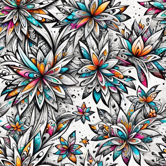 Graffiti Texture Featuring Vibrant Abstract Floral Motifs in White, Orange, Blue, and Pink Graffiti texture preview