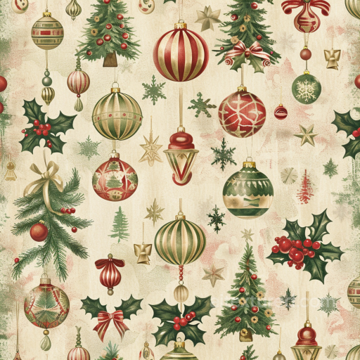 Christmas Vintage Texture of Vintage Christmas Fabric Pattern with Ornaments and Holly Be… seamless Christmas vintage PBR texture