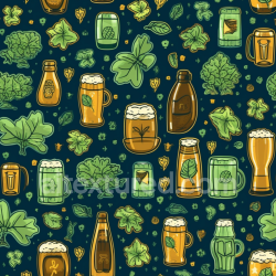 seamless Seamless 3D PBR Texture with St Patrick Themed Beer Mugs and Green Shamrocks texture 8k free download PBR