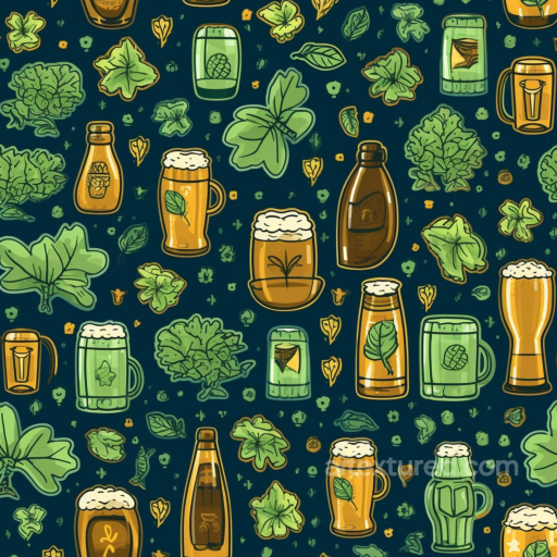 with St Patrick Themed Beer Mugs and Green Shamrocks seamless St patrick digital paper bundle PBR texture