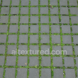 seamless Gray Concrete Block Ground Texture with Green Grass Weed Details texture 8k free download PBR