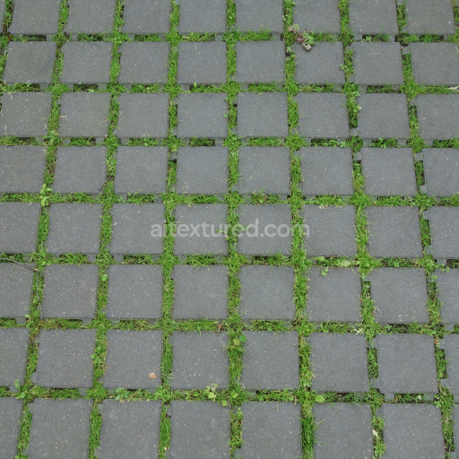 Preview — Gray Concrete Block Ground Texture with Green Grass Weed Details