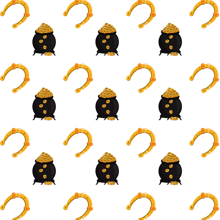 With Playful Pot Of Gold And Horseshoe Pattern seamless PBR texture preview