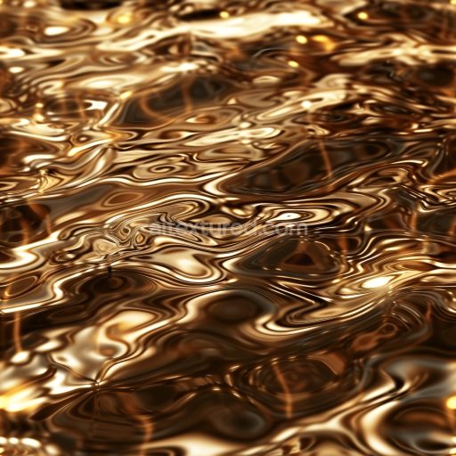 Seamless 3D PBR Liquid Gold Water Texture with Smooth Glossy Ripples