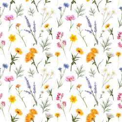 Seamless 3D Wildflower Floral Pattern PBR Texture with Watercolor Motifs texture preview
