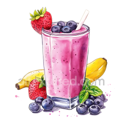 seamless Breakfast Berry and Banana Smoothie with Fresh Fruit Graphic texture 8k free download PBR