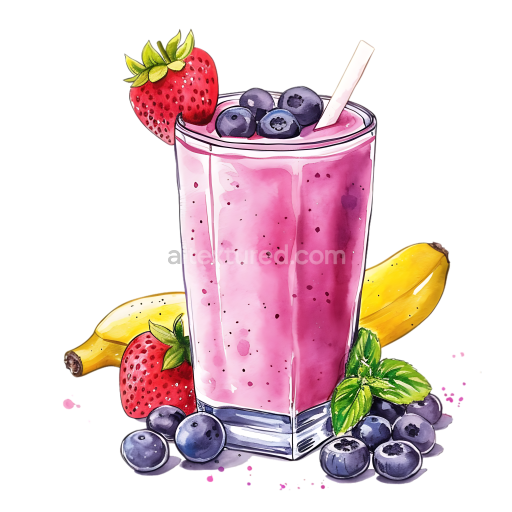 Preview — Breakfast Berry and Banana Smoothie with Fresh Fruit Graphic