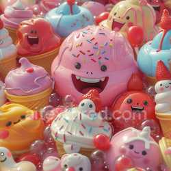 seamless Seamless 3D Inflated Soft Vinyl PBR Texture Featuring Colorful Puffy Popsicles texture 8k free download PBR