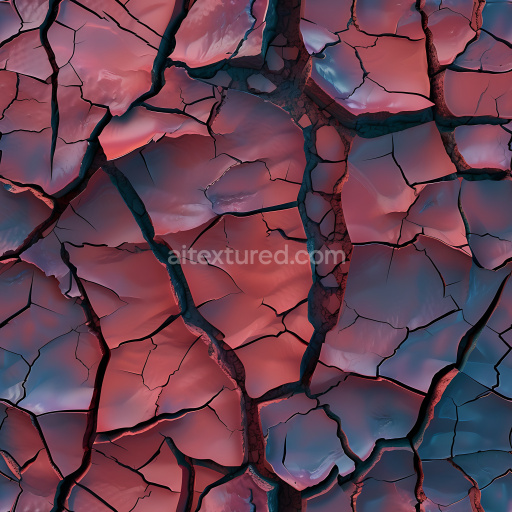 Seamless 3D Cracked Dry Earth PBR Texture with Deep Fractures and Color Gradient