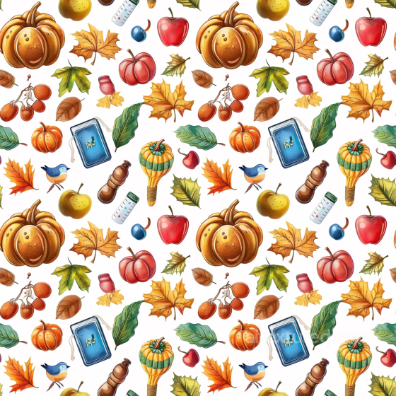 with Thanksgiving Cartoon Pumpkins, Leaves, and Fruits Thanksgiving texture preview