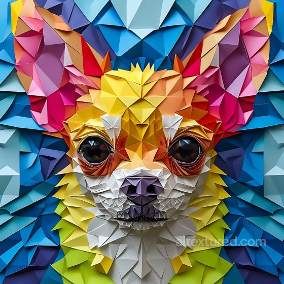 Animal Texture of Chihuahua Origami Style with Vibrant Geometric Folded Paper Colors Animal texture preview