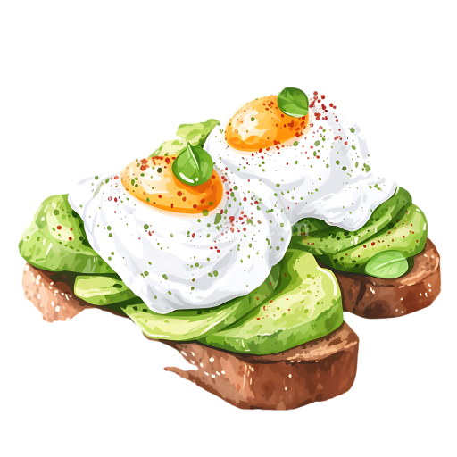 Avocado Toast with Poached Eggs Breakfast Illustration in Fresh Green and Warm Tones