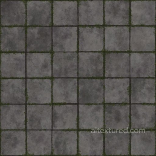 Square Concrete Tiles with Grass | Free PBR seamless Concrete PBR texture