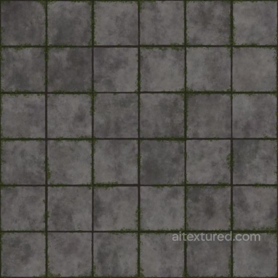 Square Concrete Tiles with Grass | Free PBR Concrete texture preview
