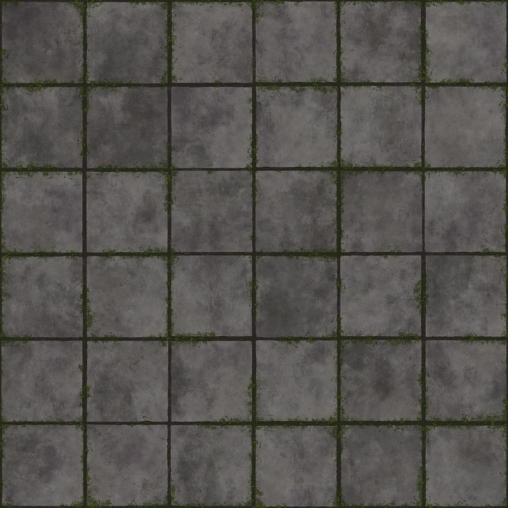 Square Concrete Tiles with Grass seamless PBR texture preview