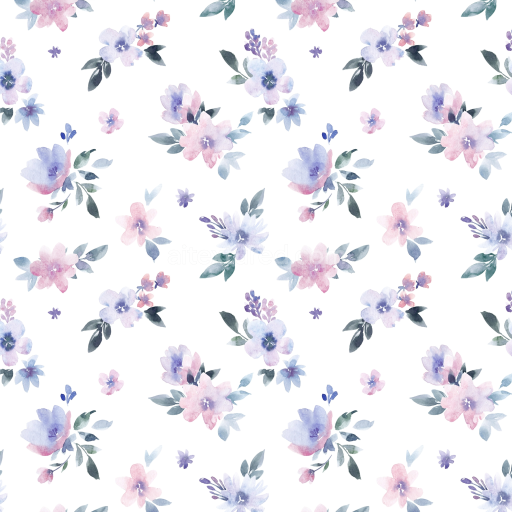 Seamless 3D PBR Texture of Soft Watercolor Wild Flower Pattern in Pastel Colors
