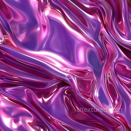 Seamless 3D PBR Texture of Glossy Iridescent Pink and Purple Liquid Folds texture preview