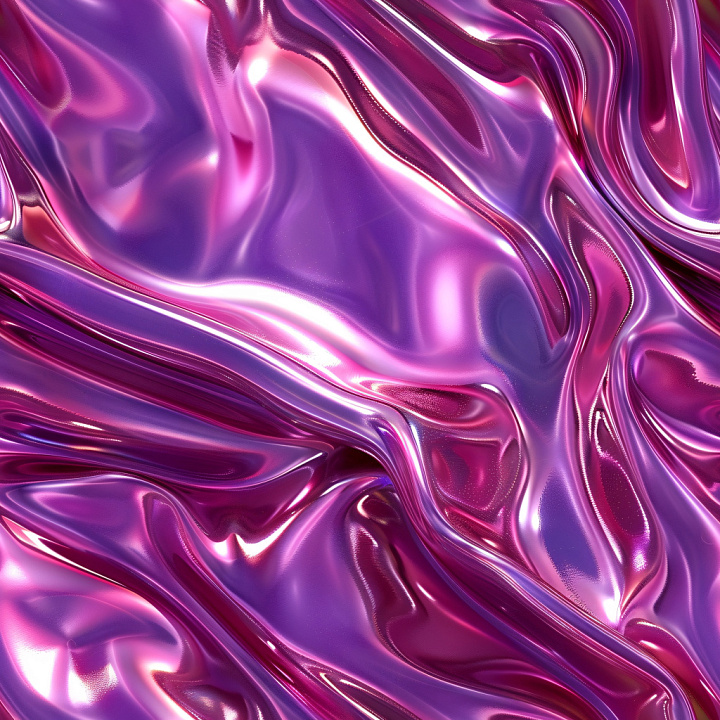 Glossy Iridescent Pink and Purple Liquid Folds seamless PBR texture preview
