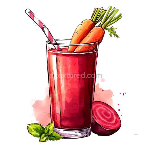 Bright Beet and Carrot Juice Breakfast Illustration with Fresh Veggies