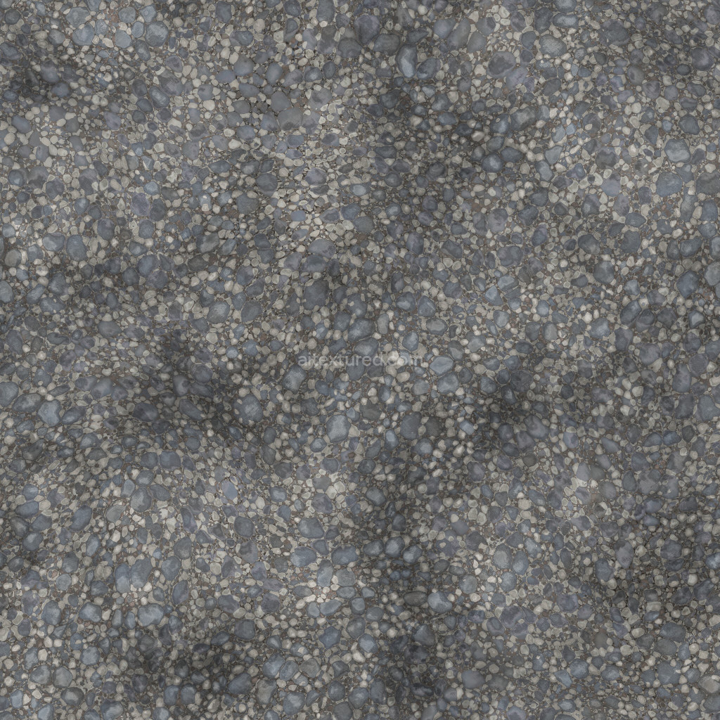 Seamless PBR gravel texture with various stones and colors