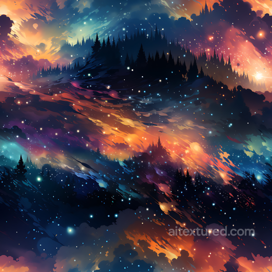 Cosmic Nebula PBR Texture Featuring Vibrant Star Clusters and Glowing Clouds Star, space, planets texture preview