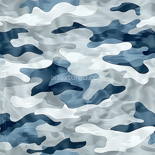 Seamless 3D Arctic Camouflage PBR Texture Featuring Smooth Organic Shapes in Cool Tones
