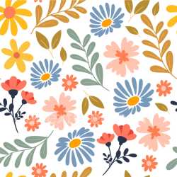 Pattern Bundle - Seamless 3D Floral Pattern PBR Texture Featuring Colorful Daisies and Leaves texture preview