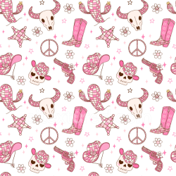 seamless Seamless 3D PBR Texture with Pink Western Cartoon Motifs texture 8k free download PBR