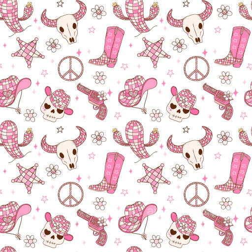 with Pink Western Cartoon Motifs seamless Baby girl  PBR texture